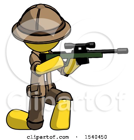 Yellow Explorer Ranger Man Kneeling Shooting Sniper Rifle by Leo Blanchette