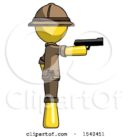Yellow Explorer Ranger Man Firing a Handgun by Leo Blanchette