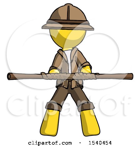Yellow Explorer Ranger Man Bo Staff Kung Fu Defense Pose by Leo Blanchette