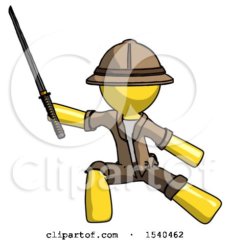 Yellow Explorer Ranger Man with Ninja Sword Katana in Defense Pose by Leo Blanchette