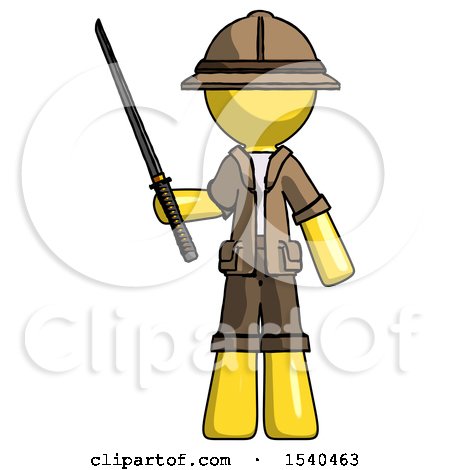 Yellow Explorer Ranger Man Standing up with Ninja Sword Katana by Leo Blanchette