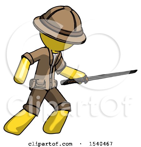 Yellow Explorer Ranger Man Stabbing with Ninja Sword Katana by Leo Blanchette