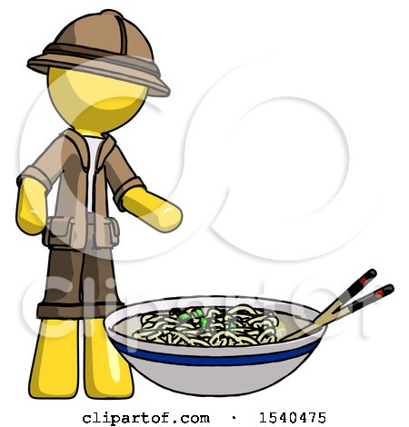 Yellow Explorer Ranger Man and Noodle Bowl, Giant Soup Restaraunt Concept by Leo Blanchette