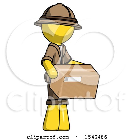 Yellow Explorer Ranger Man Holding Package to Send or Recieve in Mail by Leo Blanchette