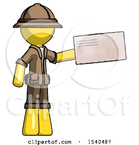 Yellow Explorer Ranger Man Holding Large Envelope by Leo Blanchette