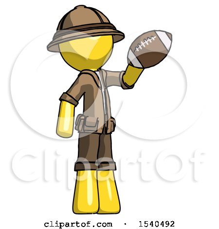 Yellow Explorer Ranger Man Holding Football up by Leo Blanchette
