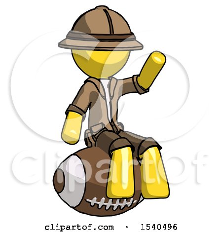 Yellow Explorer Ranger Man Sitting on Giant Football by Leo Blanchette