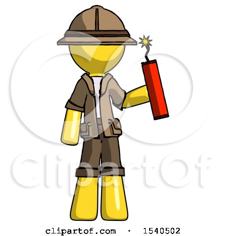 Yellow Explorer Ranger Man Holding Dynamite with Fuse Lit by Leo Blanchette