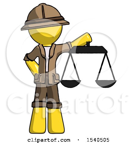 Yellow Explorer Ranger Man Holding Scales of Justice by Leo Blanchette