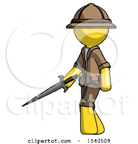 Yellow Explorer Ranger Man with Sword Walking Confidently by Leo Blanchette