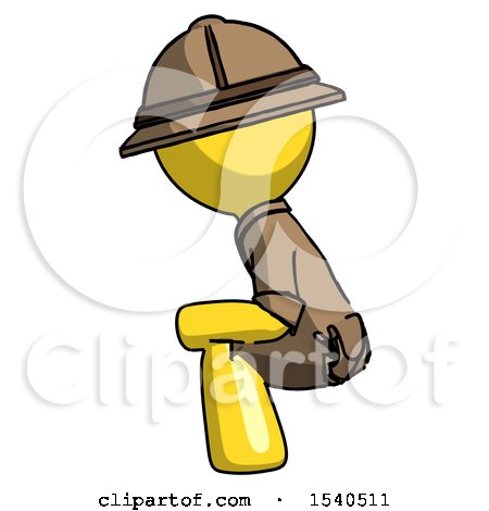 Yellow Explorer Ranger Man Squatting Facing Left by Leo Blanchette