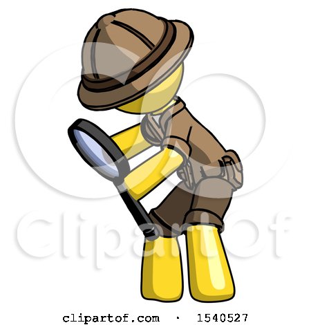 Yellow Explorer Ranger Man Inspecting with Large Magnifying Glass Left by Leo Blanchette