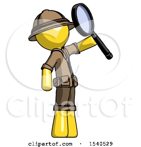 Yellow Explorer Ranger Man Inspecting with Large Magnifying Glass Facing up by Leo Blanchette
