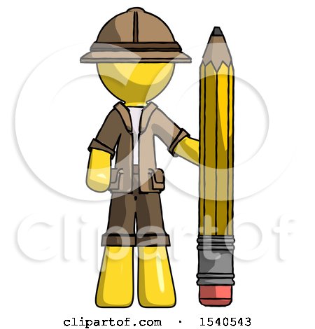 Yellow Explorer Ranger Man with Large Pencil Standing Ready to Write by Leo Blanchette