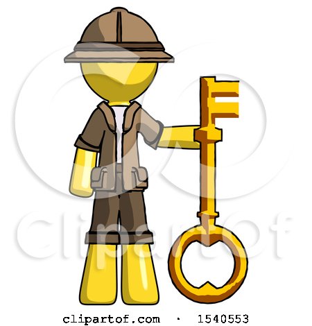Yellow Explorer Ranger Man Holding Key Made of Gold by Leo Blanchette