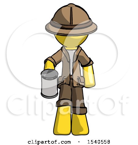Yellow Explorer Ranger Man Begger Holding Can Begging or Asking for Charity by Leo Blanchette