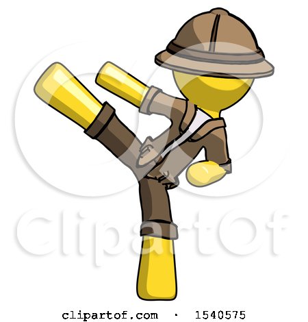 Yellow Explorer Ranger Man Ninja Kick Left by Leo Blanchette