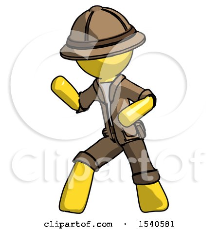 Yellow Explorer Ranger Man Martial Arts Defense Pose Left by Leo Blanchette
