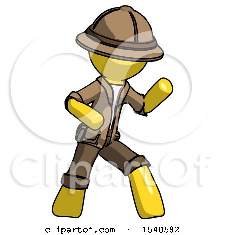 Yellow Explorer Ranger Man Martial Arts Defense Pose Right by Leo Blanchette