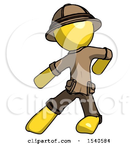 Yellow Explorer Ranger Man Karate Defense Pose Left by Leo Blanchette