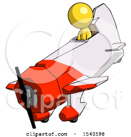 Yellow Design Mascot Man in Geebee Stunt Plane Descending View by Leo Blanchette