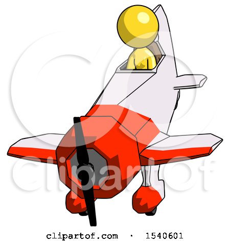 Yellow Design Mascot Woman in Geebee Stunt Plane Descending Front Angle View by Leo Blanchette