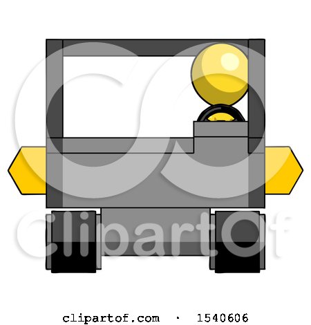 Yellow Design Mascot Man Driving Amphibious Tracked Vehicle Front View by Leo Blanchette