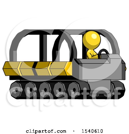 Yellow Design Mascot Man Driving Amphibious Tracked Vehicle Side Angle View by Leo Blanchette