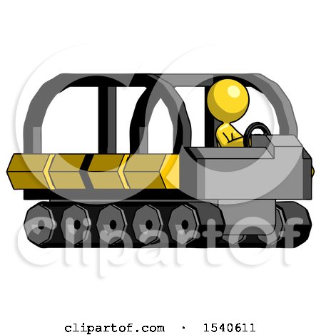 Yellow Design Mascot Woman Driving Amphibious Tracked Vehicle Side Angle View by Leo Blanchette
