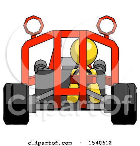 Yellow Design Mascot Man Riding Sports Buggy Front View by Leo Blanchette