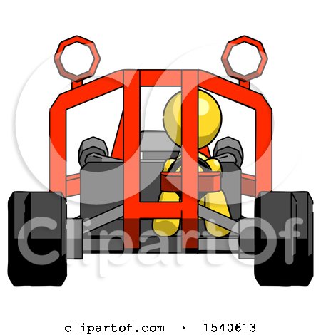 Yellow Design Mascot Woman Riding Sports Buggy Front View by Leo Blanchette