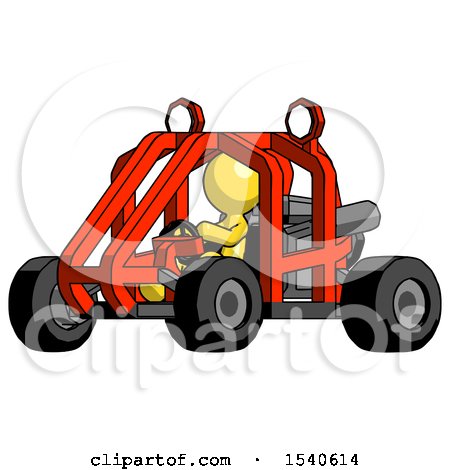 Yellow Design Mascot Man Riding Sports Buggy Side Angle View by Leo Blanchette