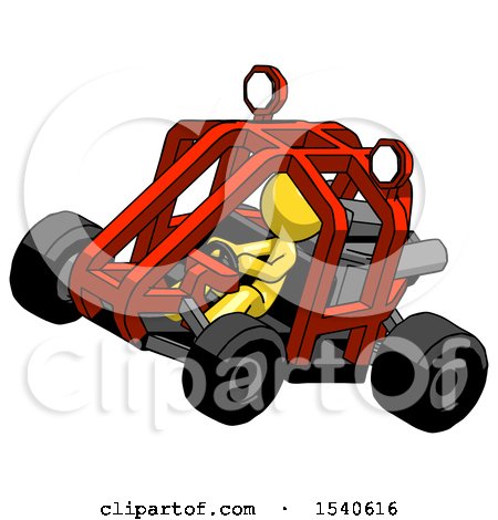 Yellow Design Mascot Man Riding Sports Buggy Side Top Angle View by Leo Blanchette
