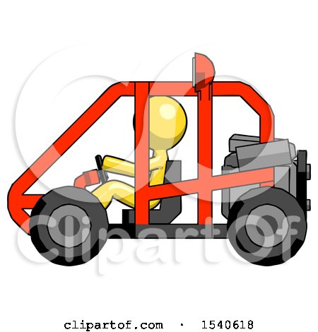 Yellow Design Mascot Man Riding Sports Buggy Side View by Leo Blanchette
