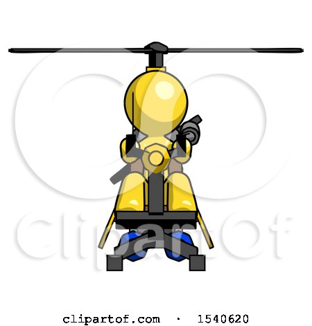 Yellow Design Mascot Man Flying in Gyrocopter Front View by Leo Blanchette