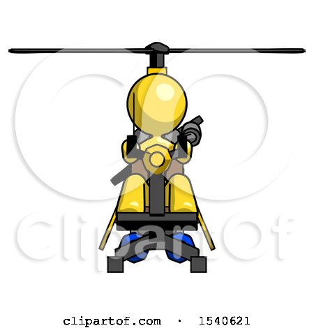 Yellow Design Mascot Woman Flying in Gyrocopter Front View by Leo Blanchette
