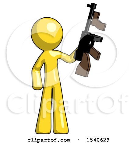 Yellow Design Mascot Man Holding Tommygun by Leo Blanchette