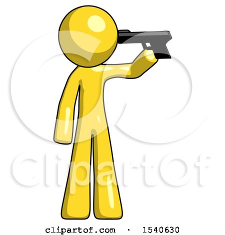 Yellow Design Mascot Man Suicide Gun Pose by Leo Blanchette