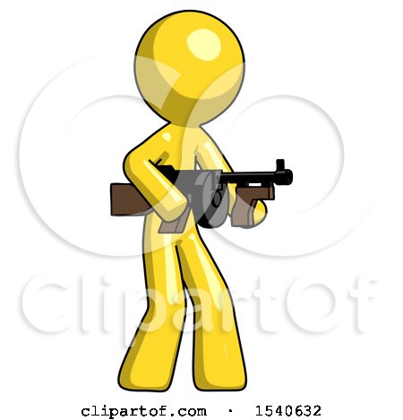 Yellow Design Mascot Man Tommy Gun Gangster Shooting Pose by Leo Blanchette