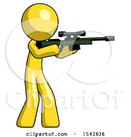 Yellow Design Mascot Man Shooting Sniper Rifle by Leo Blanchette