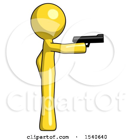 Yellow Design Mascot Man Firing a Handgun by Leo Blanchette