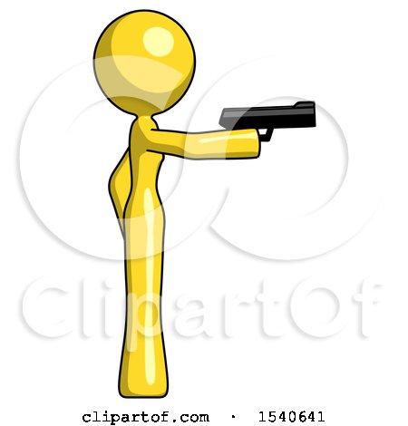 Yellow Design Mascot Woman Firing a Handgun by Leo Blanchette