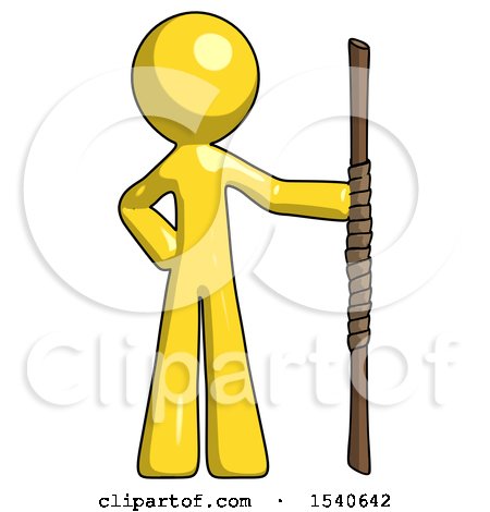 Yellow Design Mascot Man Holding Staff or Bo Staff by Leo Blanchette