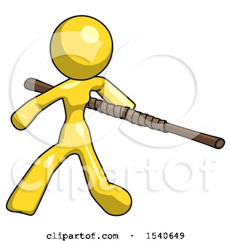 Yellow Design Mascot Woman Bo Staff Action Hero Kung Fu Pose by Leo Blanchette