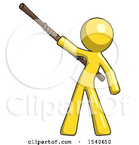 Yellow Design Mascot Man Bo Staff Pointing up Pose by Leo Blanchette