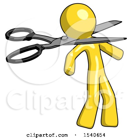 Yellow Design Mascot Man Scissor Beheading Office Worker Execution by Leo Blanchette