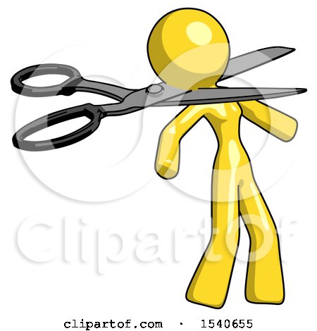 Yellow Design Mascot Woman Scissor Beheading Office Worker Execution by Leo Blanchette