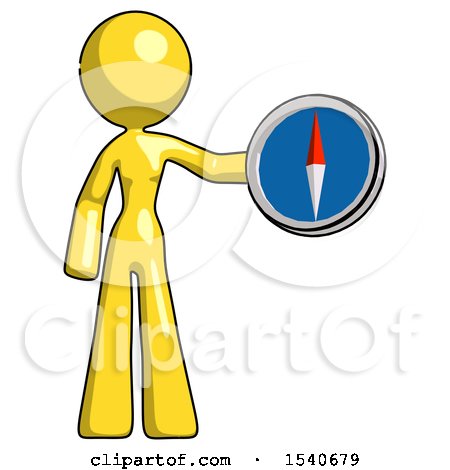 Yellow Design Mascot Woman Holding a Large Compass by Leo Blanchette