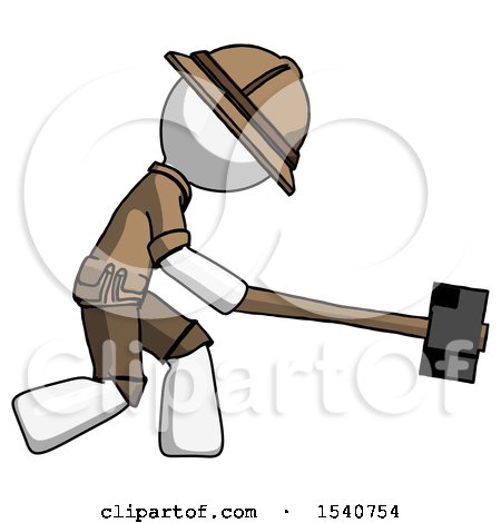 White Explorer Ranger Man Hitting with Sledgehammer, or Smashing Something by Leo Blanchette