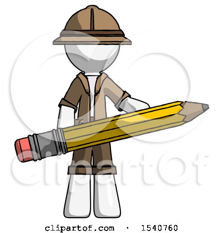 White Explorer Ranger Man Writer or Blogger Holding Large Pencil by Leo Blanchette
